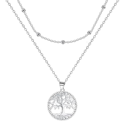 Micory Lebensbaum Halskette für Damen 925 Sterling Silber Baum des Lebens Anhänger Ketten, Geburtstag Muttertag Schmuck Geschenke für Mama Tochter Oma Schwester