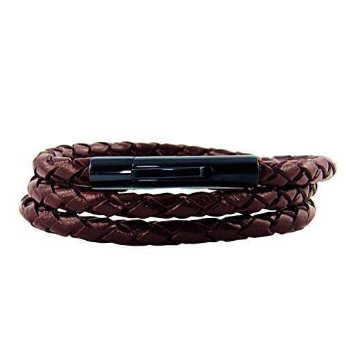 König Design Lederkette Lederband Leder-Armband 5 mm Herren Halskette Braun 17 cm lang mit Hebeldruckverschluss geflochten