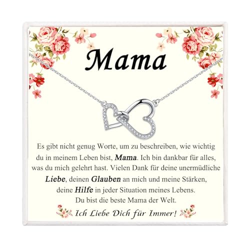 PDTU Geschenke für Mama, Herz Unendlichkeitszeichen Kette für Mama zum Muttertag Geburtstag, Mutter Geschenk von Tochter Sohn zum Geburtstag Weihnachten Ruhestand