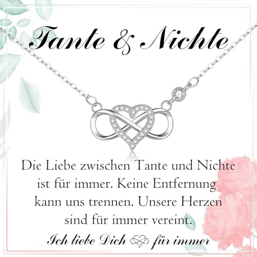 PDTU Tante Nichte Geschenk, Tante Nichte Kette Unendlichkeitszeichen Du Wirst Tante, Tante Geschenk zum Muttertag Geburtstag, Nichte Geschenk von Tante zum Geburtstag Weihnachten Hochzeit