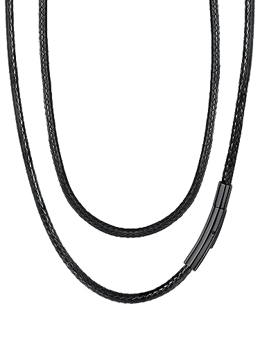 FaithHeart Ketten für Damen, 3mm Kunstleder Kette mit Schwarz Verschluss, wasserdichte Lederhalsband 40cm lang, Bestes Geschenk für Freundin Tochter Schwester