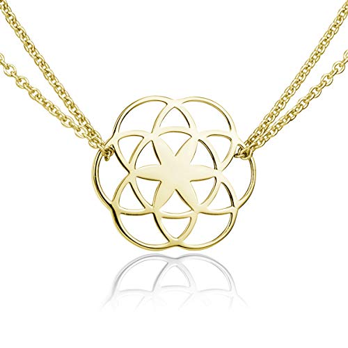 Materia Lebensblume Halskette Damen gold - 925 Silber Kette Blume des Lebens vergoldet KA-450-Gold