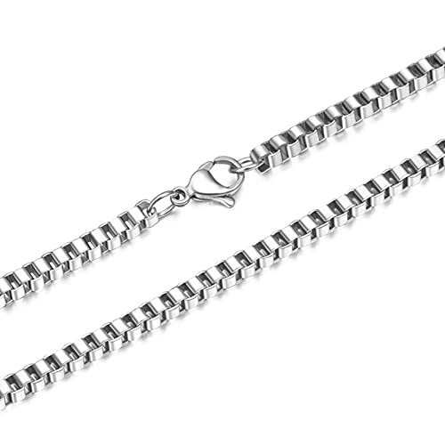 Gualiy Edelstahlkette Ohne Anhänger Herren, Box Ketten Halskette 2mm Breite, Silber Kette Frauen 80 cm Lang