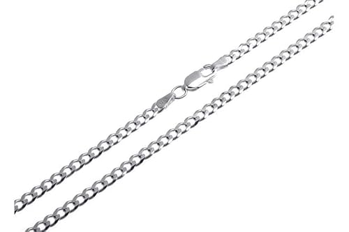 Silberkettenstore Panzerkette Damen aus 925 Sterling Silber 3 mm breit I Halskette Damen in 80 cm Länge I nickelfrei allergikergeeignet I mit Geschenkverpackung I Karabinerverschluss