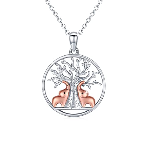 JFASHOP Lebensbaum Kette Elefant Damen 925 Sterling Silber Elefant Anhänger Baum des Lebens Halskette Tier Schmuck Geschenke Muttertag für Mutter Frauen Mädchen Kinder Tochter