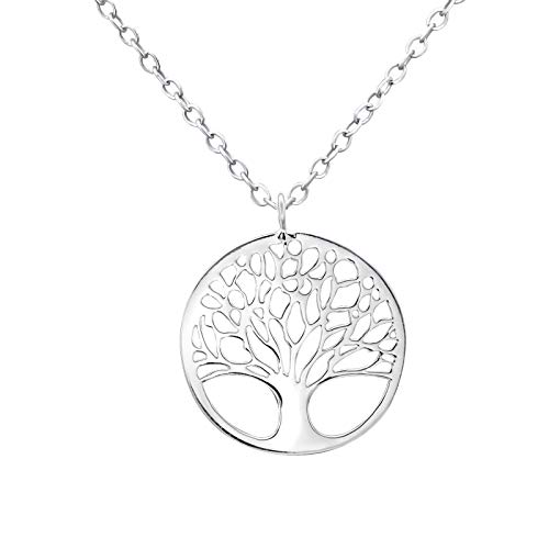 Monkimau Damen Ketten Lebensbaum Anhänger aus 925 Sterling Silver echt Silber mit 45cm Kette