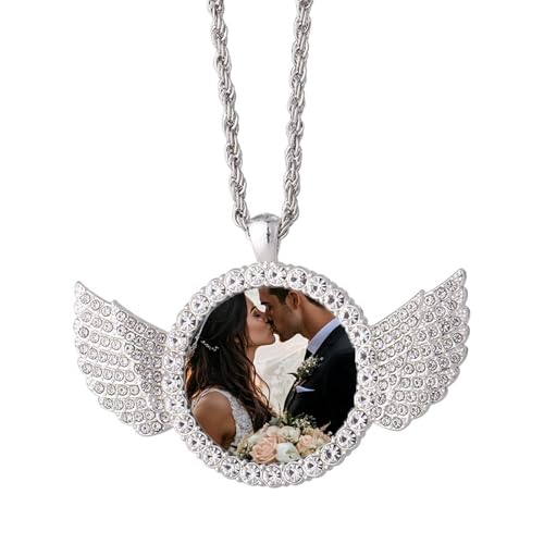 Igemy Personalisierte Kette mit Bild Halskette mit Bild Kette mit Foto Personalisierte Kette Foto Kette Geschenke für Frauen Kettenanhänger mit Foto Personalisierte Geschenke Beste Freundin Geschenke