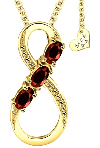 Halskette echter Granat Silber 925 Gold vergoldet Damen Kette Anhänger Schmuck Geschenk Frauen Freundin Weihnachten Weihnachtsgeschenke Goldkette Unendlichkeitszeichen Liebe rot