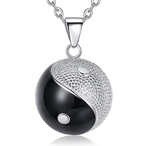 EUDORA Harmony Ball Bola Klangkugel Kette Schwangerschaft Yinyang Halskette Vintage Anhänger Schmuck, Yinyang Klangkugel Anhänger Damen Halskette Engelsruf Schmuck, Kette 114,3 cm + 76,2 cm