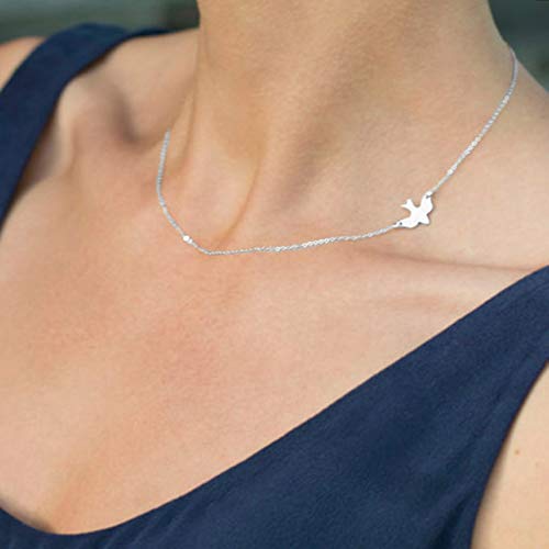 Yienate Zierliche Friedenstaube-Halskette, Silberkette, Choker-Anhänger, Trend-Charm-Halskette, Schmuck für Damen und Mädchen