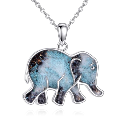 ONEFINITY Elefanten Kette 925 Sterling Silber Türkis Elefant Anhänger Halskette Glückselefant Schmuck für Frauen