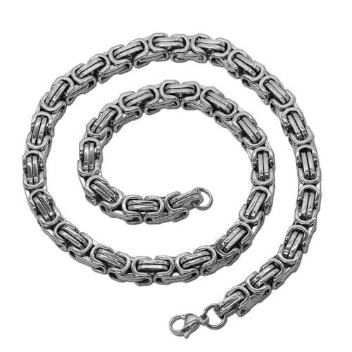 Königskette Halskette Herren Edelstahl-Kette Silbern Kette Panzerkette Armband Herren-schmuck, Größe:Ø 12mm - 90 cm