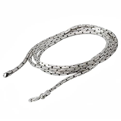 ForFox Vintage Echt 925 Sterling Silber Bambuskette Halskette Silberkette ohne Anhänger für Herren Damen 1.5mm 50cm