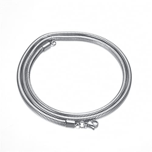 Dsnyu Vintage Halskette Herren, 60CM Schlangen Kette, Silber Ketten aus Edelstahl Party Schmuck Breit 3.2MM