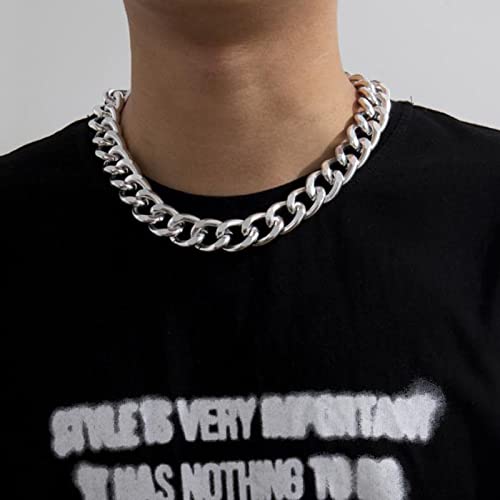 Bysonglezai Halskette Herren Ketten Frauen Anhänger Chain Männer Geschenk Punk Große Halskette Für Mann Chunky Dicke Lock Choker Kette Halsketten Hip Hop Schmuck Silber