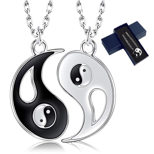 ZoneYan ying yang kette,Freundschaftsketten, Jewelry Puzzle-Anhänger im Yin-Yang-Design für Jungen, Mädchen, beste Freunde, Liebhaber und Paare, 2 legierte Halsketten,Geschen