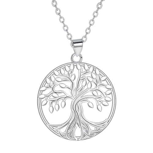 Hifeeled Lebensbaum Kette Damen 925 Sterling Silber Halskette für Frauen Original Schmuck mit Baum des Lebens Anhänger Geschenke für Frau Mama Tochter