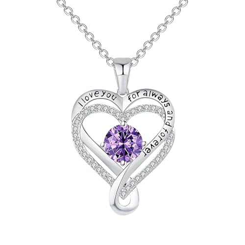 Generisch Kette mit Anhänger aus 925 Sterling Silber für Damen, Halsschmuck, mit Zirkonia synth Damen Halskette Silber 925 Herz Anhänger Silber Valentinstag Für Geschenk Beste Freundin