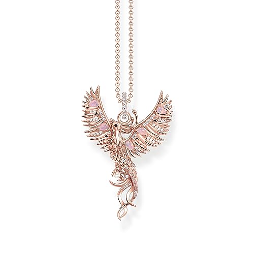 THOMAS SABO Damen Kette mit Phönix Anhänger klein und Steinen rosévergoldet 750 Roségold Vergoldung, Kaltemail, 925 Sterlingsilber KE2191-426-7