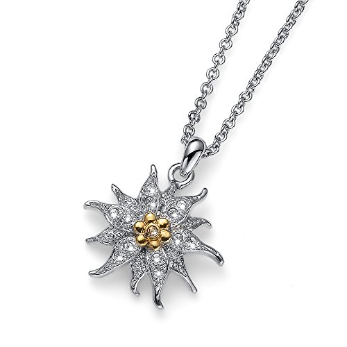 Oliver Weber Collection Edelweiss – Rhodinierte Halskette Damen – Premium Schmuck Kollektion, Anhänger mit Precision Cut Crystals – Ideale Geschenkidee für Damen