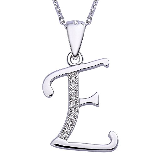 VIKI LYNN Sterling Silber 925 Kette Halskette mit Silber und Zircon Buchstabe Alphabet E Anhaenger