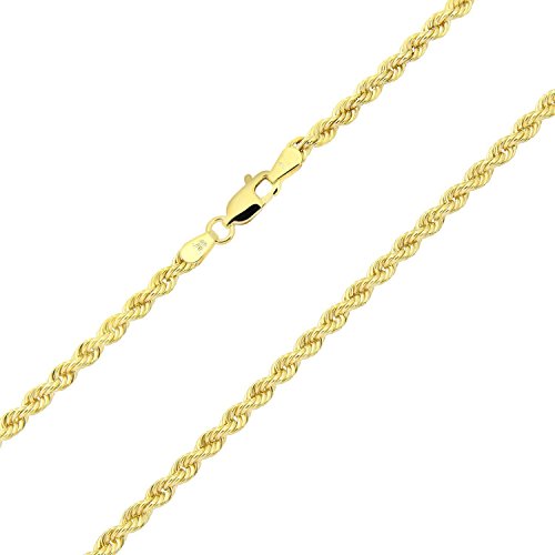 PRINS JEWELS 14 Karat / 585 Gold Kordelkette Gelbgold Unisex Kette - 3 mm. Breit - Länge wählbar (55)