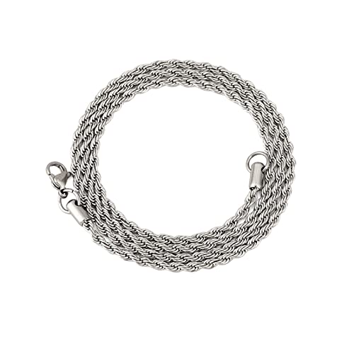 BCughia Silber Kette Männer, Necklace Aesthetic 5mm Edelstahl Seil Halsketten Engagement Geschenke für Männer 60cm (24 )