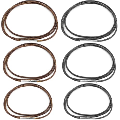 QOWUXHZ 6 Stück Lederkette Herren Lederband Verkürzbar Schwarz Und Braun Unisex Halskette Für Anhänger Breite 1.5 Mm Länge 40/45/50Cm