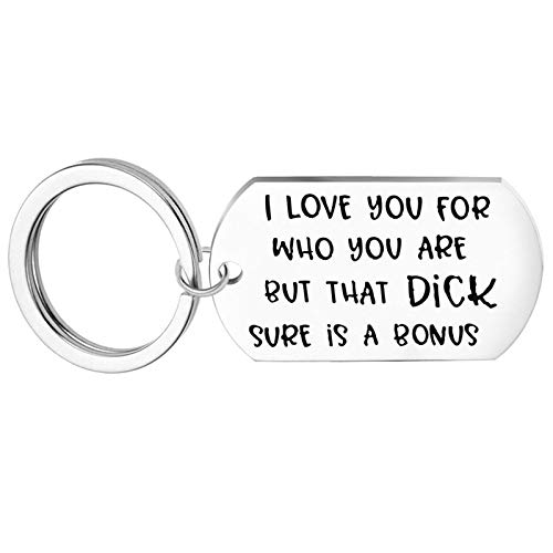 Daesar Schlüsselanhänger Freundschaft für 1 Poliert Dog Tag mit Gravur I Love You for WHO You Are BUT That DICK. Edelstahl Schlüsselanhänger Frauen Herren Freunde