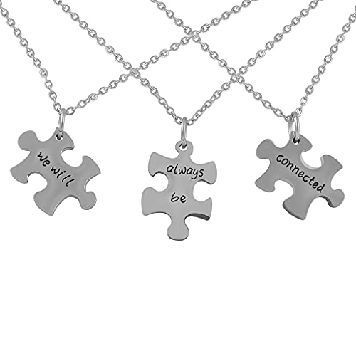 Hanessa drei Hals-kette in silber Puzzle-Teile we will always be connected Kette für beste Freunde Freundinnen Geschenk zu Weihnachten für Freund oder Freundin