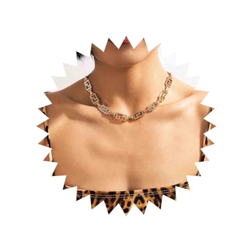 Yienate Punk Gold Choker Halskette Kette Unregelmäßig Quadratisch Labyrinth Tattoo Halskette Spirale Muster Geometrische Choker Halskette Minimalistische Aussage Halskette Schmuck Für Frauen Mädchen