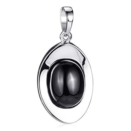 Materia Onyx Anhänger Silber 925 schwarz - Damen Kettenanhänger rhodiniert KA-177_ohne-Kette