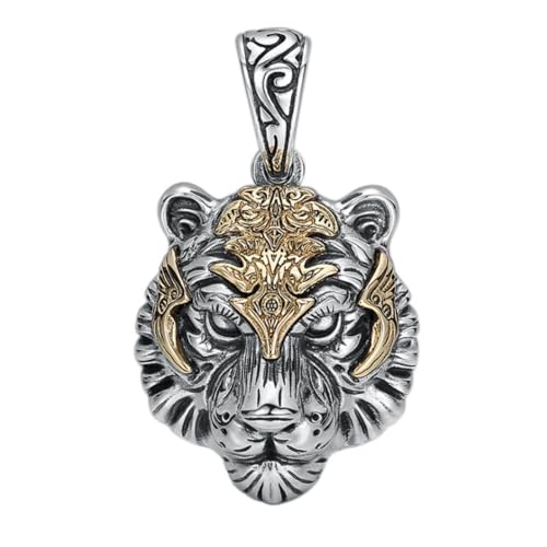 IOETSEUT Halsband Halskette Gothic Halskette Kette Mode Kreativ Tiger Kopf Anhänger Reifen Mann Persönlichkeit Tier Sternzeichen Halskette Geburtstagsgeschenk Beste Freundin Geschenke Freundschaft