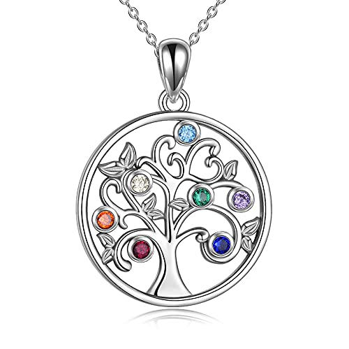 YFN Baum des Lebens Halskette Sterling Silber 7 Chakra Anhänger Schmuck Lebensbaum Kette Geschenk für Damen Mädchen (Anhänger)