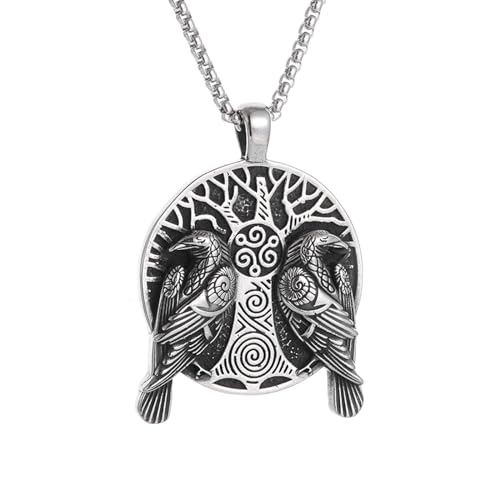 Halskette Gothic Halskette Kette Klassische nordische Mythologie Rabe Baum des Lebens Anhänger Halskette Halskette Halskette für Männer Trend Schmuck Geschenke beste Freundin Geschenke Freundschaft