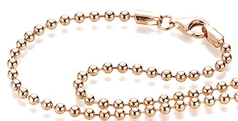 YoungDiamondFashion YDF Damen Kugelkette Silberkette Halskette Silber 80 cm 925 Sterlingsilber rosévergoldet Kugelgröße 3,0 mm Silberkugeln Beads Chain