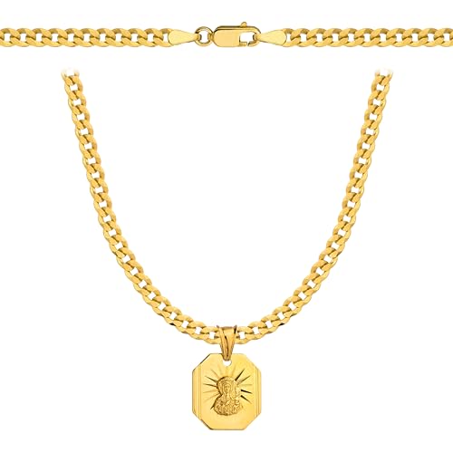 Amor Luxury Goldkette Herren 585, Kette Herren 925/585 - Königskette - Herren Schmuck, goldene Herrenkette mit Medaillon - Geschenk Freund, Herren Geschenke Geburtstag - Halskette Herren