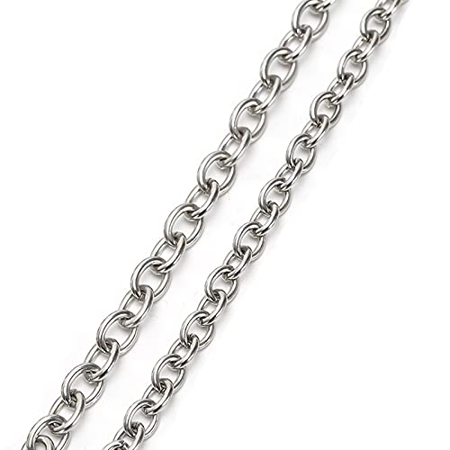 Bishilin Herren Halskette Biker Edelstahl, 3MM Rolokette Silber Kette 70CM ohne Anhänger Partnerkette Männer