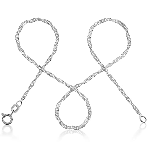 modabilé Singapurkette Damen Halskette aus 925 Sterling Silber (50cm 1,8mm breit) Silberkette ohne Anhänger Silberne Kette für Frauen Kurz Schlicht