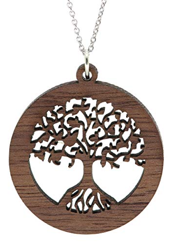 NaturSchatulle Kette mit Anhänger Lebensbaum Holz I Halskette Holzanhänger Baum des Lebens Silber 925 Halskette Damen Kettenanhänger Holz Holzschmuck Charms 50cm