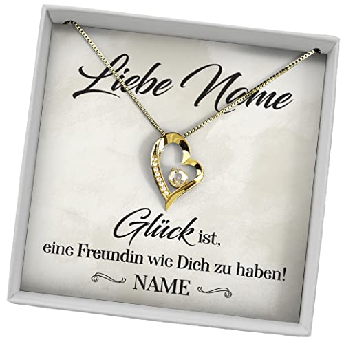 Juwelda Geschenk für Beste Freundin | Halskette mit Grußkarte | Kette aus 925 Sterling Silber | Personalisierte Geschenke mit Namen | Milano (Gelbgold, Eine Freundin wie Dich)