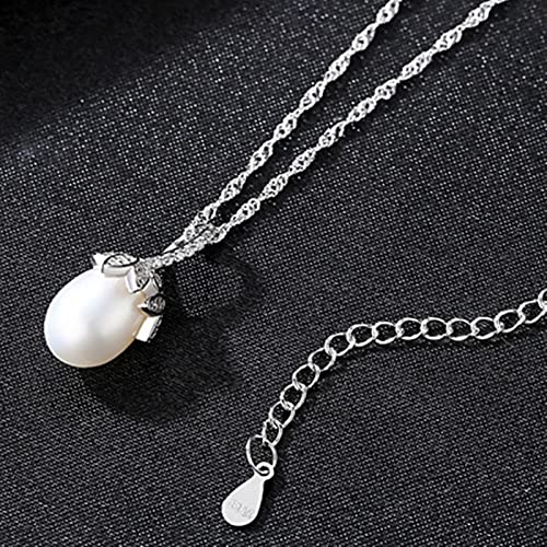 LOKILOKI Klassisches Spezielles Design 9-10mm Natürliche Perlen-anhänger-Halskette Mit 40cm Silberkette 3 Farben Casual Schmuck